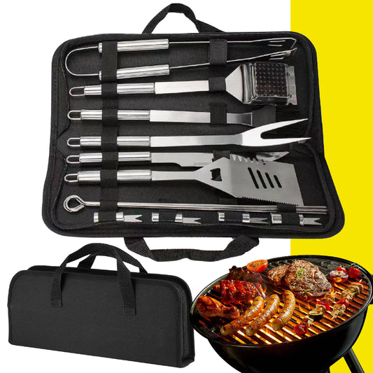 Kit Asado X15 Utensilios Parrilero Acero